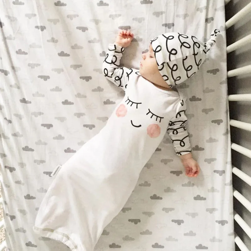 2018 осенний детский спальный мешок пеленать новорожденного милый сон мешки пижамы одежда Кепки 2 шт. для мальчиков и девочек