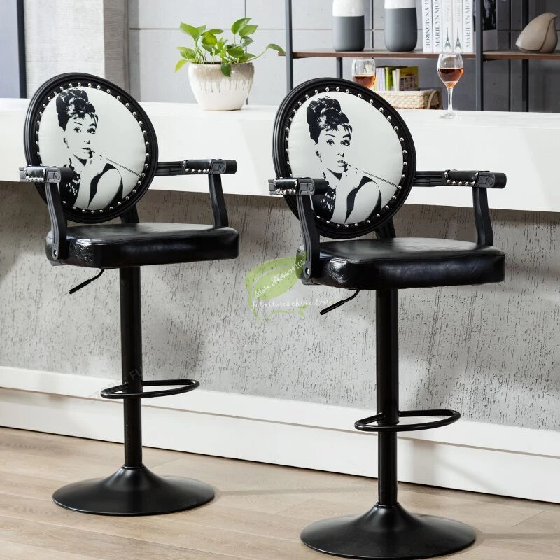

Modern Bar Stool Tabouret De Bar chair with handle Make Up Chair Beauty Salon Furniture commecial