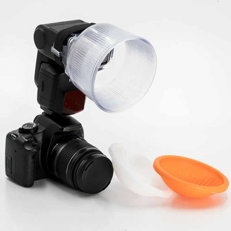 Universal Flash Diffuser Adjustable Orange White Cloud Covers For Flash
