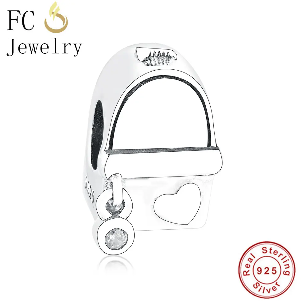 

FC Jewelry Fit Original Pandora Charm Bracelet 925 Silver Travel Bag Backpack Heart Zircon Suitcase Beads Making Women Berloque