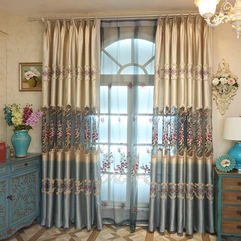 Элегантный китайский стиль Гостиная Кабинет вышивка шторы тюль s цветочной вышивкой роскошные современные M022-40