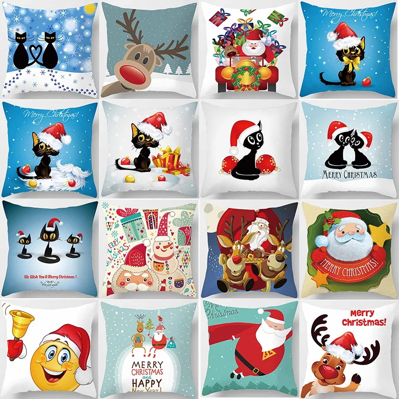 

Hot sale Christmas santa pillow case square Pillow case cute cartoon pillow covers size 45*45cm