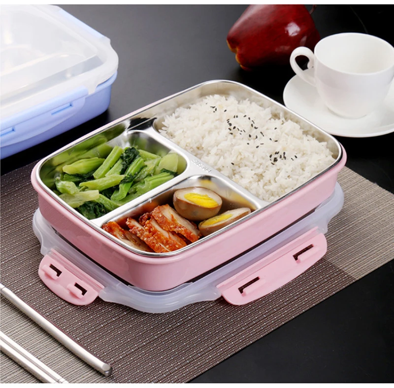 TUUTH Stainless Steel Lunch Box Large-capacity Microwave Heating Portable Dinne Food Containers For Picnic Office School B4