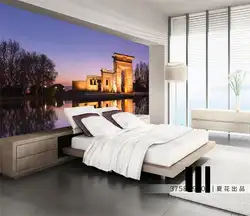 Пользовательские 3d Фото Обои Ночной вид озеро Европейский фото картины росписи обоев Гостиная диван ТВ фон 3D обоев