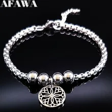 Мандала браслет из нержавеющей стали женский серебряный цвет бусина, жесткий браслет ювелирные изделия Рождественский подарок pulseras mujer moda B17812