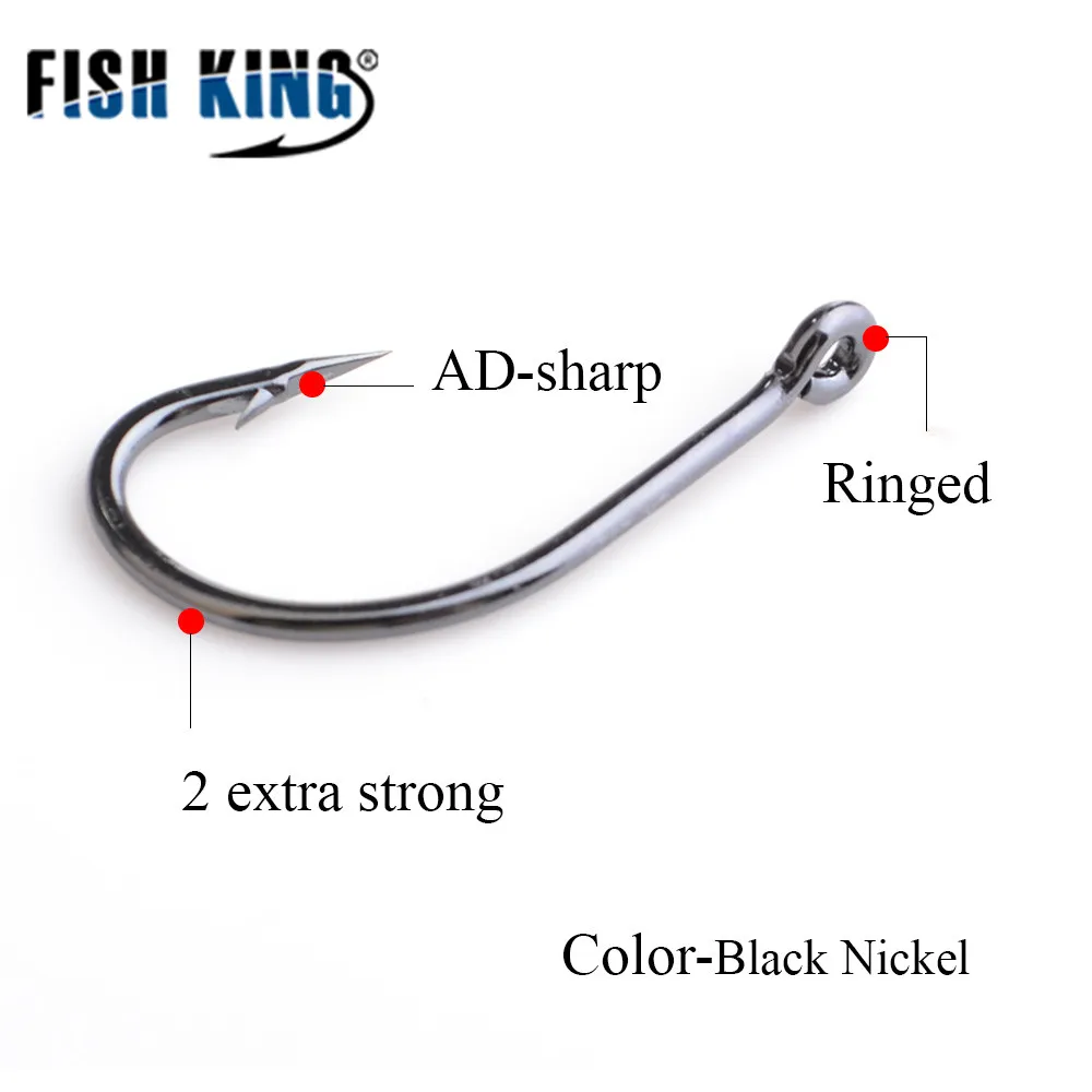 FISH KING 50 шт./лот Size1#-10# Высокоуглеродистая сталь колючий крючок кольчатая Приманка Держатель Рыболовные Крючки Карп