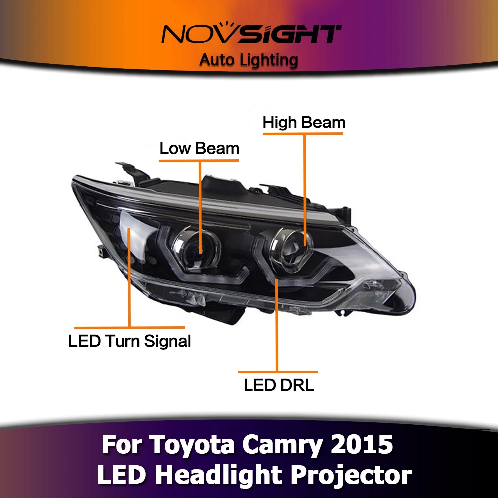 NOVSIGHT 2 шт. автомобильный Стайлинг светодиодный DRL поворотник для Toyota Camry фар в сборе