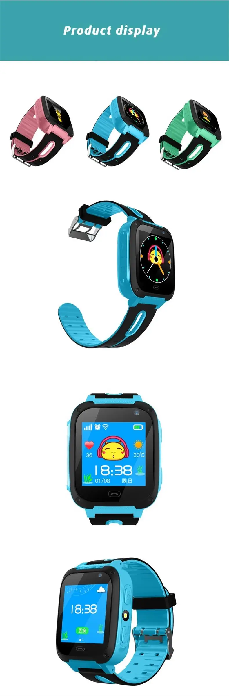 Children's Smart Watch W08 Anti Lost Child Tracker SOS Smart Monitoring Positioning Phone Kids Baby Watch Compatible IOS Android (14)