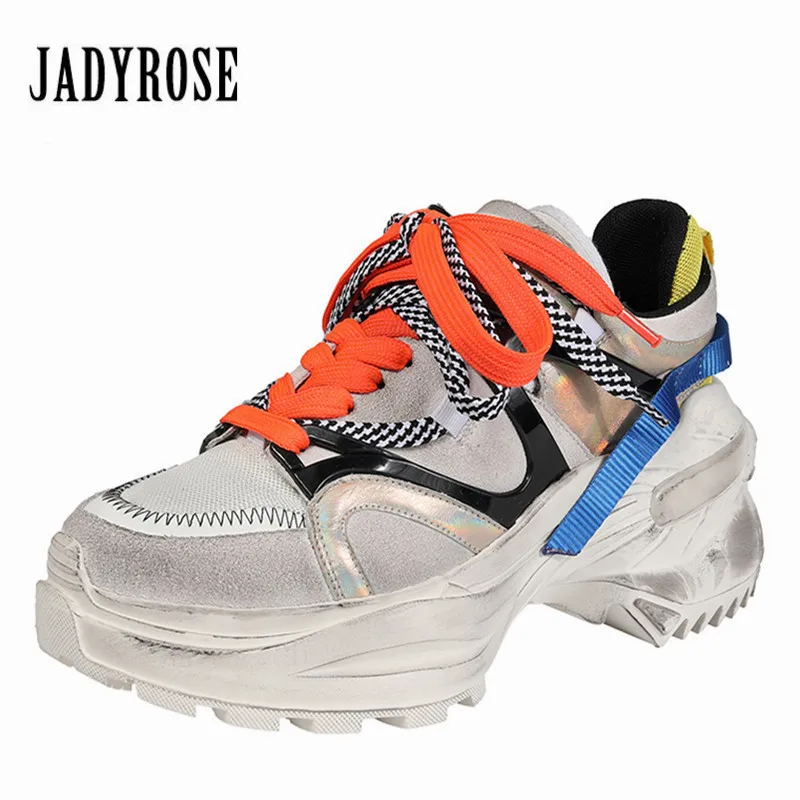 

Jady Rose Colorful Women Sneakers Retro Platform Creepers Lace Up Espadrilles Trainers Ladies Shoes Woman Flat Shoes Tenis