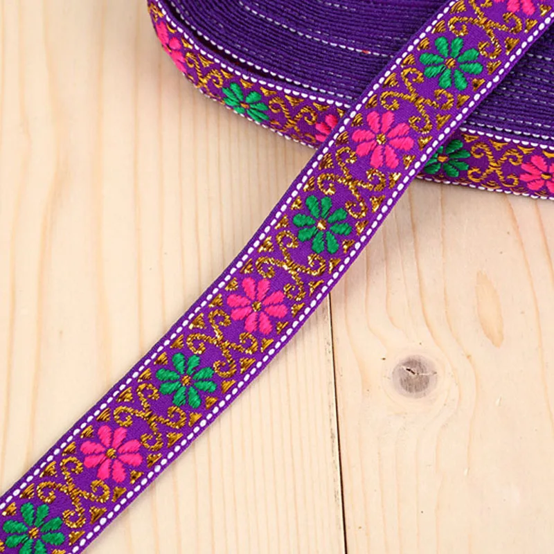 7 ярдов/партия филигранная тканая тесьма лента Этническая отделка костюм занавес кружевная национальная жаккардовая лента DIY Швейные аксессуары - Цвет: Purple