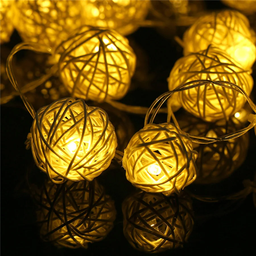 10/20 LED Rattan Ball Battery Operated LED String Lights LED Garland Rattan for Holiday Outdoor Christmas Decoration HG-19 10/20 LED Rattan Ball Battery Operated LED String Lights LED Garland Rattan for Holiday Outdoor Christmas Decoration HG-19