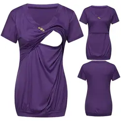 Уход Топ Ropa Embarazada рубашка Топы для кормящих одежда Топ Беременность футболка с коротким рукавом Для женщин топы