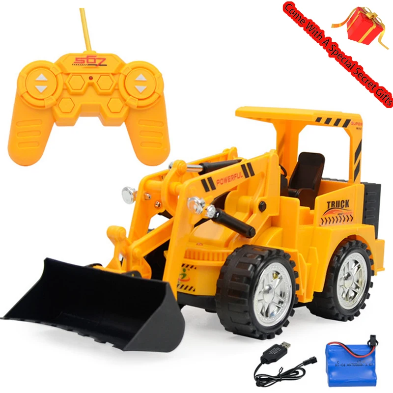 

Remote Control Engineering Vehicle Rechargeable Lighting Simulation Bulldozer Model Plastic Electric Car Children's Toys