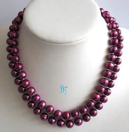 

Real Pearl Necklace 34 inches 9-10mm Reddish Purple Freshwater Pearl Necklace New Free Shipping