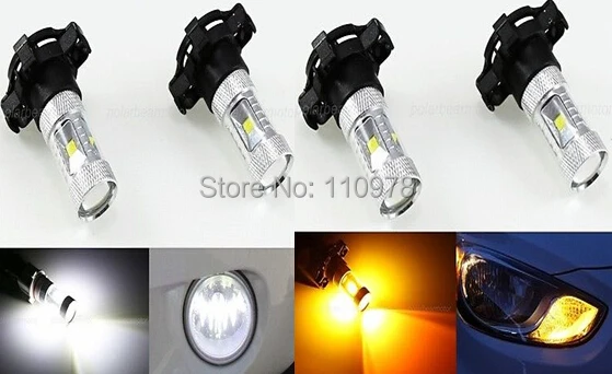 

2x No Error White/Amber 30W CREE Chips PY24W 5200s PGU20-4 LED Front Turn Signal Lights Indicator Bulbs For Audi BMW Mercedes