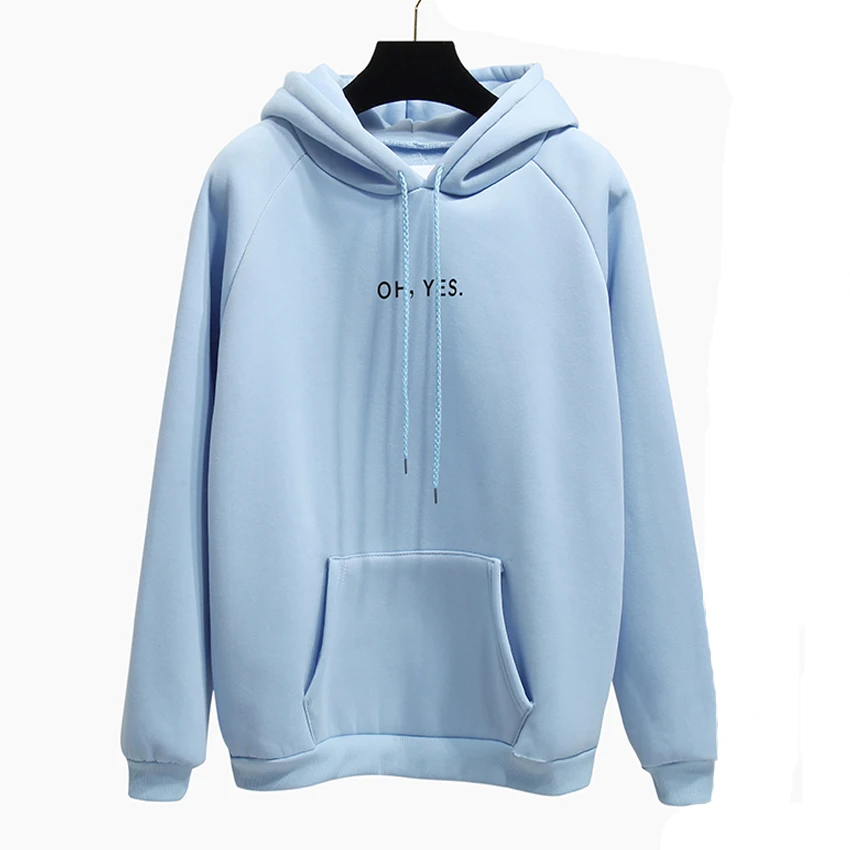 Women Awesome Thick Loose Pullover Hoodie Sky Blue