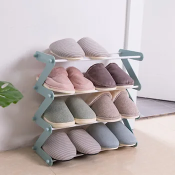 

2019 Stainless Steel Assembled Shoe Rack Save Space Slippers High Heels Home Dormitory Foldable Multi-Layer Storage