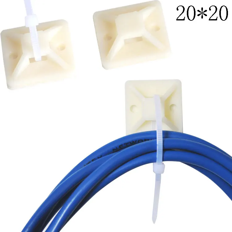 100PCS/Pack White Self Adhesive Cable Wire Zip Tie Mounts Bases Wall