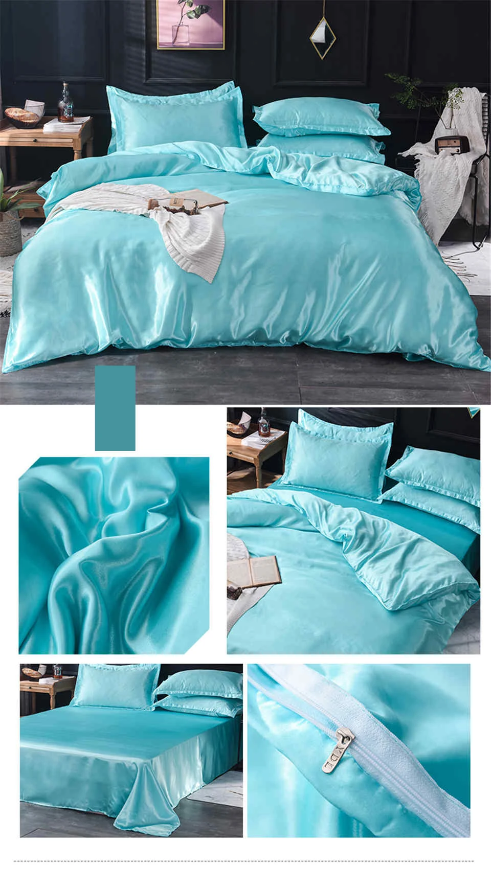 Slowdream Luxury Purple Stain Silk Bedding Set Silky Queen King Bed Set Bedclothe Duvet Cover Queen King Sheet Pillowcase