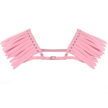 

Pink Leather Harness Belt of Women Fashion Tops Epaulettes Harajuku Punk Goth Bondage Lingerie Sexy Top Club Dance Festival Rave