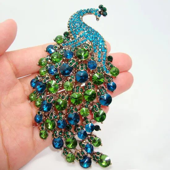 Vintage Style Rhinestone Peacock Brooches Fashion Party Pins Women Jewelry Gift 