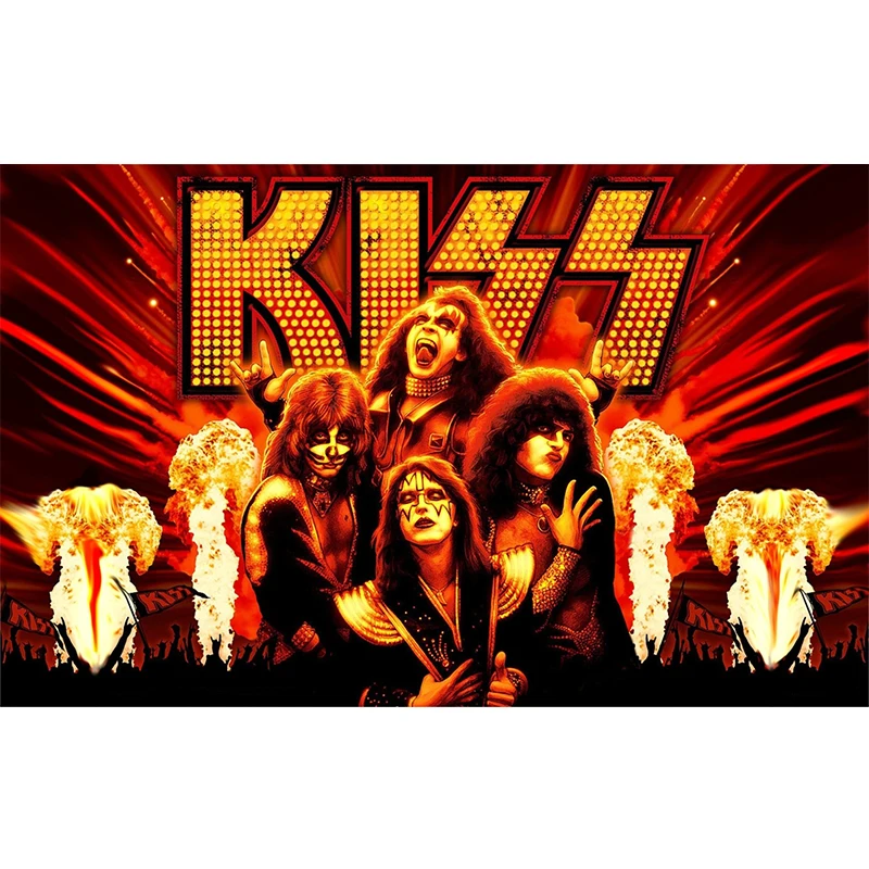 Подвесной громоздкий флаг Yehoy 90*150 см Kiss band hard rock для украшения|Флаги баннеры и
