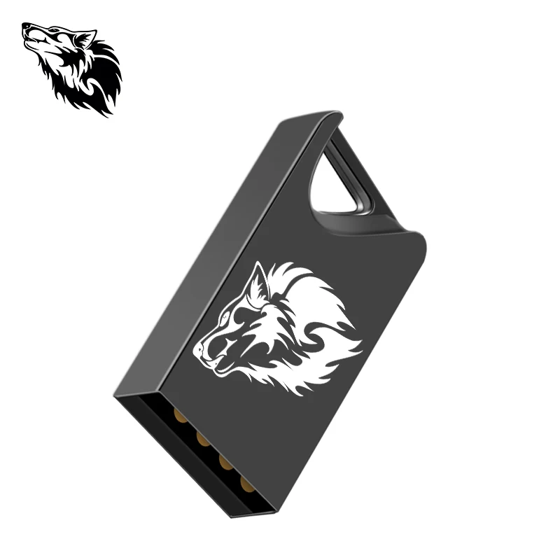 HoT WOLF usb flash 8 ГБ 16 ГБ 32 ГБ 64 Гб 128 ГБ флеш-накопитель usb Высокоскоростной флеш-накопитель mini USB с подарочным брелоком