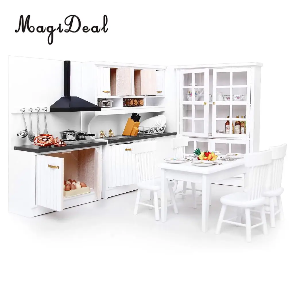 MagiDeal 1Set 1/12 Scale Dollhouse Miniature Furniture Wooden Kitchen Accs for Dolls House Children Pretend Play Toy Decoration