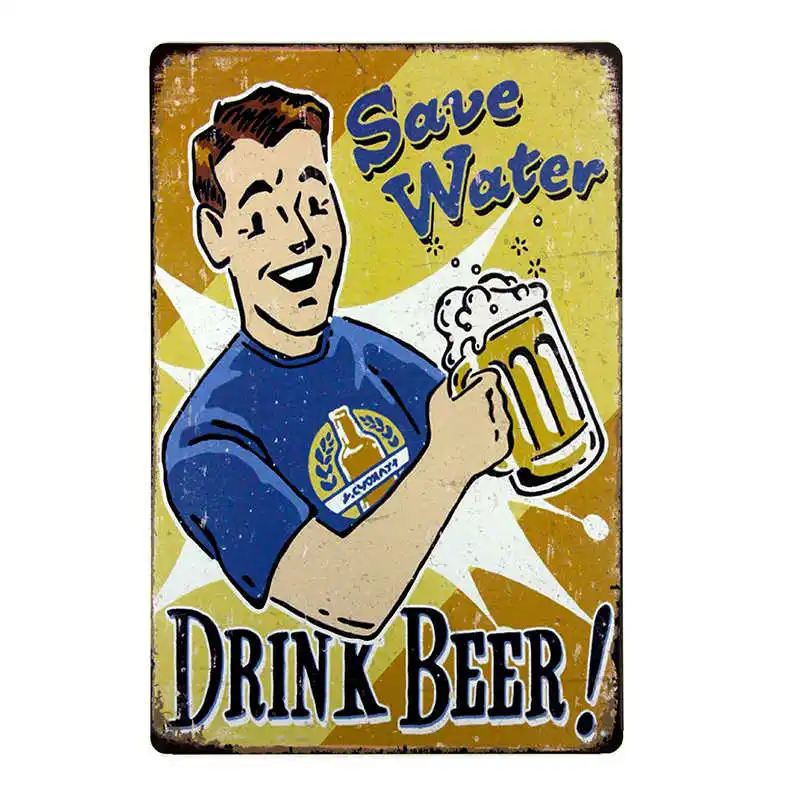 Drink Beer Free Beer Vintage Tin Signs Retro Advertising Metal Plate House Cafe Bar Rustic Club Shop Wall Poster Home Decor - Image 2