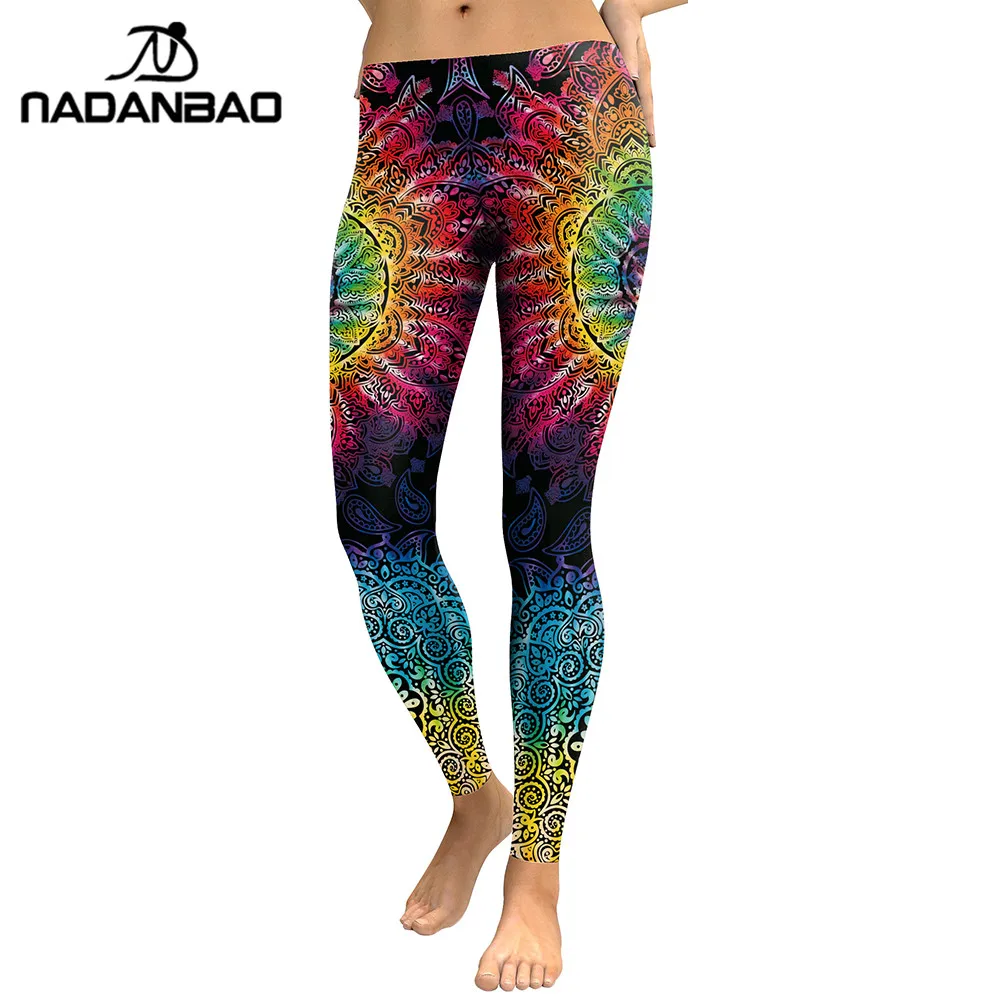 Легинсы NADANBAO для фитнеса эластичные легинсы с высокой талией и 3D принтом|leggins