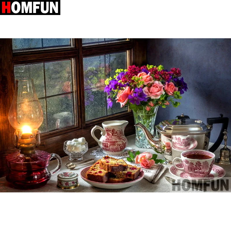 HOMFUN полный квадратный/круглый дрель 5D DIY алмазная живопись &quotЕда светильник