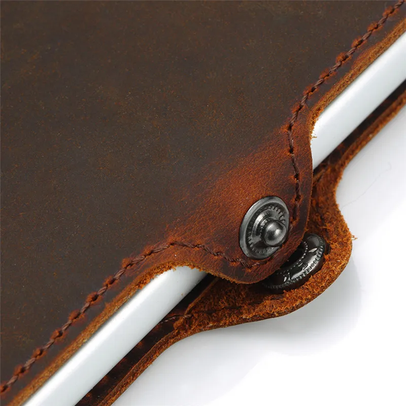 Skup BISI GORO Fashion portfel ze skóry naturalnej Unisex wizytownik na karty biznesowe metalowe blokowanie Rfid Mini wąski portfel torebka podróżna Hasp