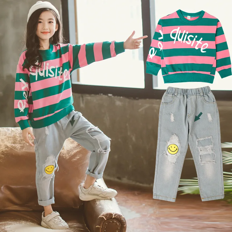 

Children's Clothing Children's Sweater Jeans Two-piece Suit Girls Autumn Models New Girl Clothes