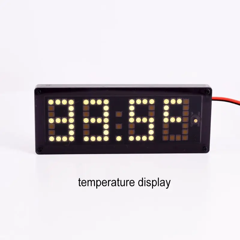 Digital Timer Car LED Dot Matrix Clock Temperature Voltage Display 4.0 ~ 25V Multi-function 3in1 Time Thermometer Voltmeter-DR56O