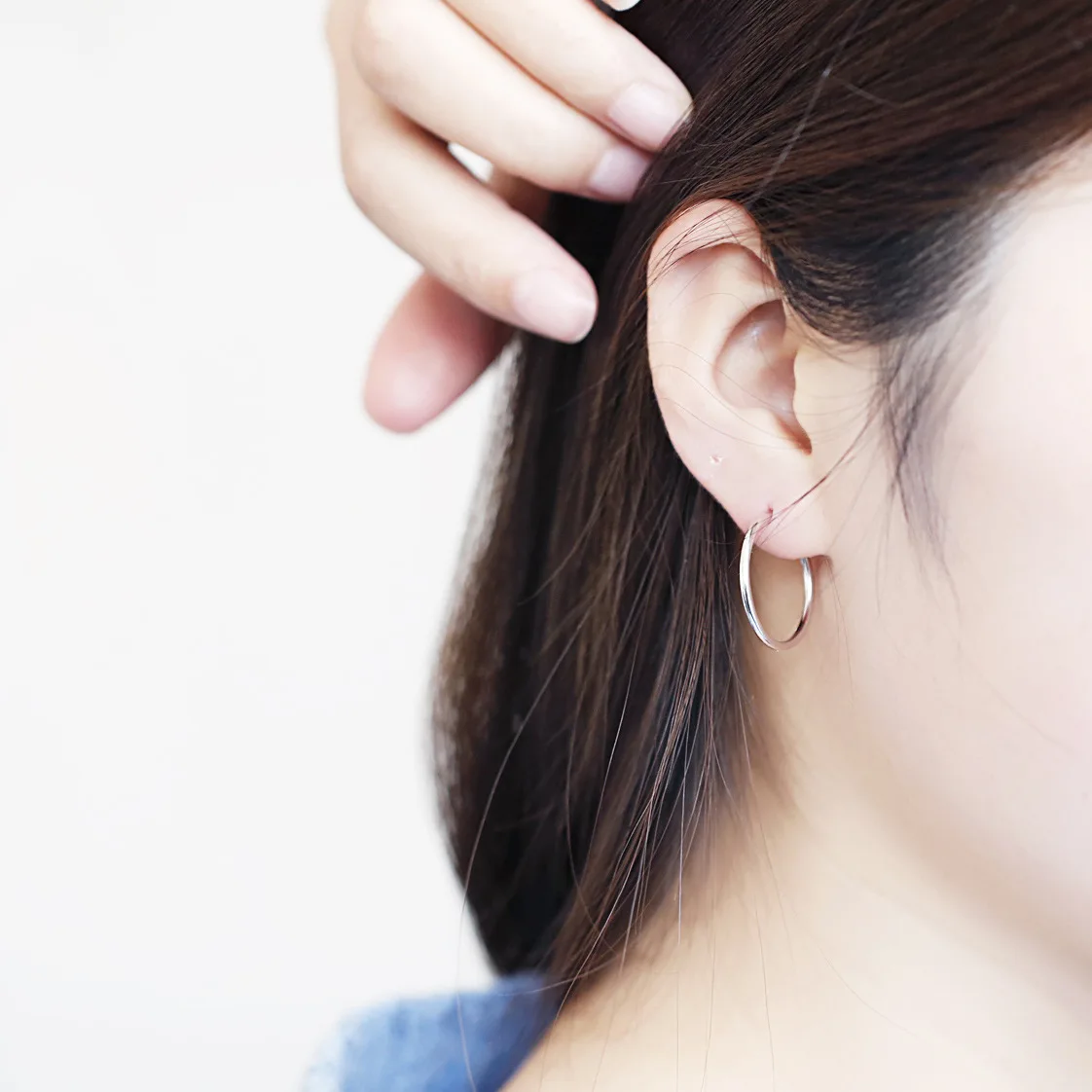 simple circle 100% 925 Sterling silver Jewelry fashion Hypoallergenic hoop earrings for women gift