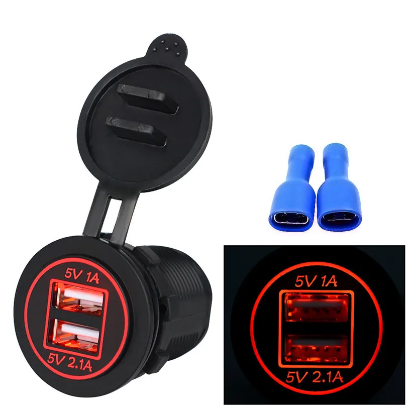 

Car 5V 3.1A Dual USB Charger Socket Adapter Power Outlet for 12V 24V Motorcycle Auto Car-styling