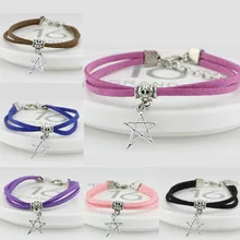 Прямая, 12 цветов, серебряные, сплав, звезда, корейские Бархатные браслеты для женщин и мужчин, дружба, высокое качество, многослойная кожа