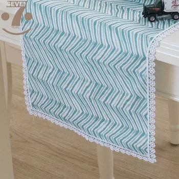 

Free Shipping Cute Geometric Waves Printed Table Runner with Lace Border 33x90cm 33x140cm