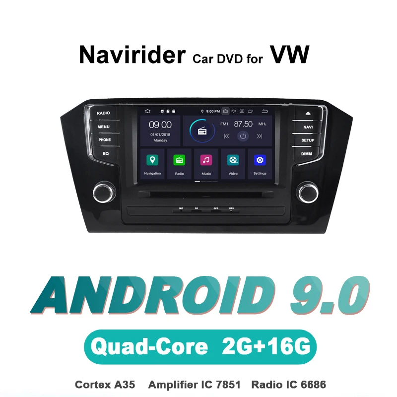 Navirider OS 9,0 автомобильный проигрыватель Android для passat для стерео-Радио автомобильной gps-навигация bluetooth TDA7851 усилитель звука Системы
