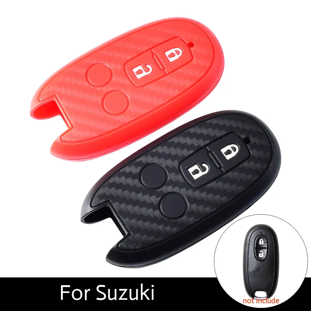 

ATOBABI Silicone Car Key Case Protection Cover For Suzuki SX4 2007-2012 Vitara Swifts Smart Keys Carbon Fiber Pattern Key Case