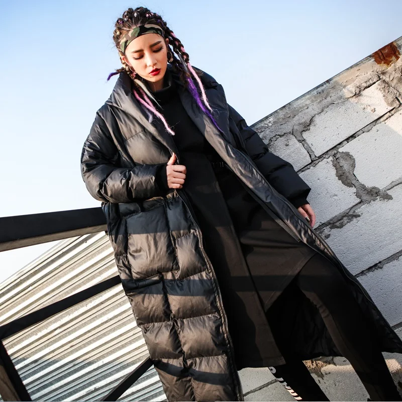 2018 Photo Capuche Color Chaud Mode Coton À D'hiver Femelle Femmes Manteaux Coton Veste Parkas Personnalité Long Manteau Lâche rembourré f7Yb6gyIv
