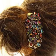2 шт/лот новые женские Модные Винтажные красочный павлин из страз заколка Шпилька заколка для волос