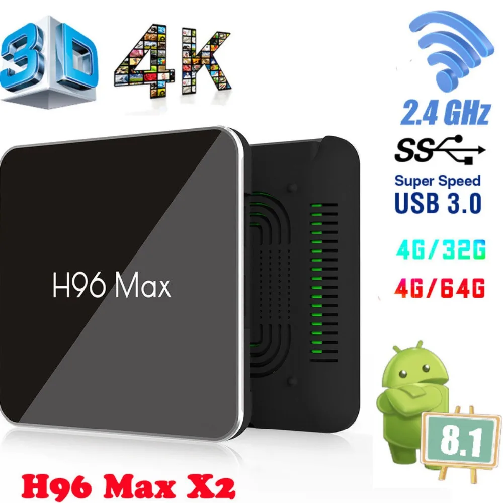 

H96 Max X2 Voice Control Smart TV Box 32GB/64GB BT 4K HD 2.4G/5.8G Dual WiF Android 8.1 Smart TV BOX Bluetooth 3D Set-top Box