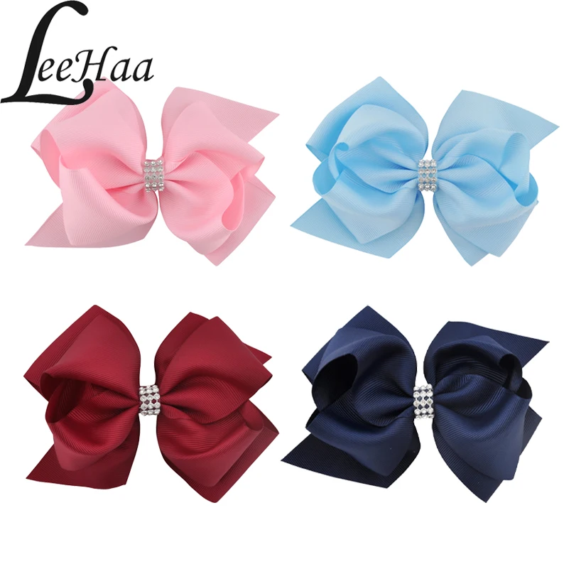 

Fashion 6 Inch 2 Layer Luxury Rhinestone Hair Bows Kids Grosgrain Ribbon Bow Hair Clips Hairpin Flower Girls Hair Accessories