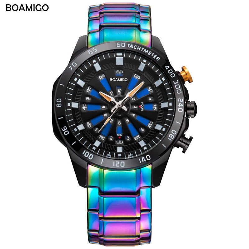 

BOAMIGO digital watch men Creative Double display Multiple Time Zone Quartz watches Reloj deportivo para hombre new arrival 2019