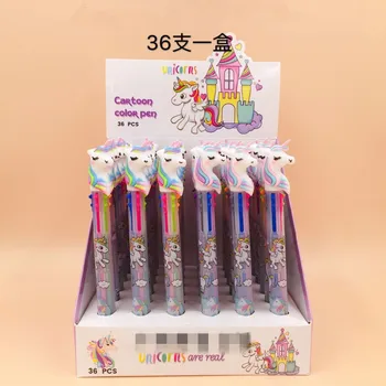 

1 lot=36pcs 6 colors muticolor ballpoint pen silica gel rainbow horse cartoon girls favors gift prize student stationery