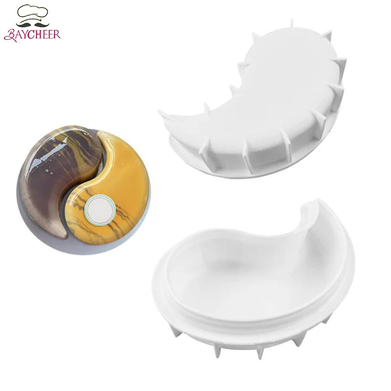 

BAYCHEER 1pcs Yin Yang Shape Cake Mold Silicone Chinese Style Chocolate Brownie Dessert Mousse Baking Tool Cake Decorating Tool