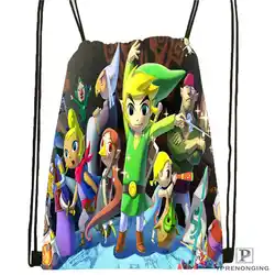 Пользовательские-легенда-о-zelda Drawstring сумка-рюкзак милый рюкзак детский Ранец (черный назад) 31x40 см #20180611-02-55