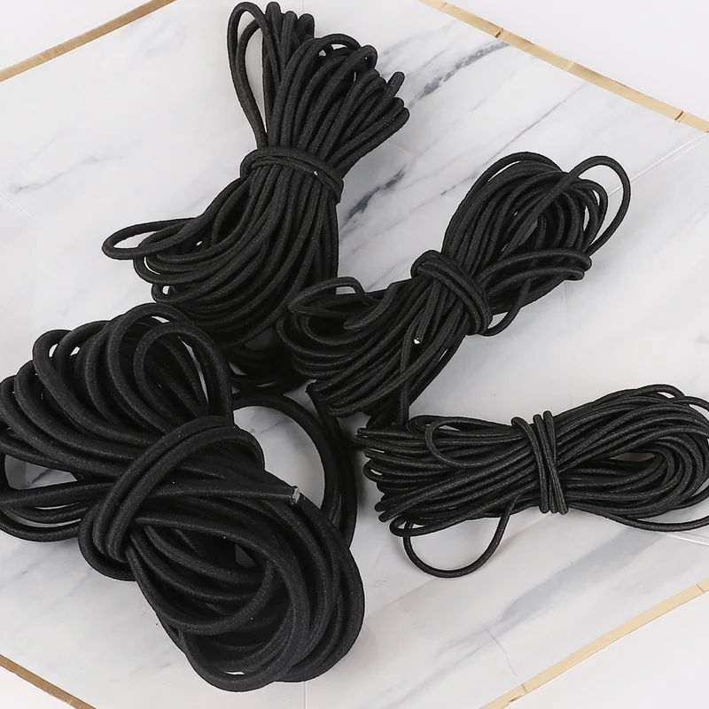 

2 Meters Strong Elastic Black Rope Cord Bungee Shock Cord Stretch String for DIY Outdoor Project Tents Kayak Boat Bag Luggage