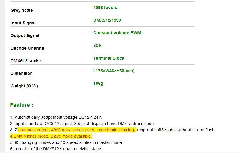 BC-832 PWM DMX512 декодер двух канальный dmx-контроллер DC12V-24V постоянное напряжение PWM DMX декодер